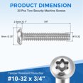 thumbnail image 2 of 20Pack #10-32 x 3/4" 304 Stainless Steel Torx Security Machine Screws, Silver, 2 of 6