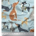 thumbnail image 1 of Soimoi Blue Cotton Cambric Fabric Cute Dog Print Fabric by the Yard 42 Inch Wide, 1 of 3