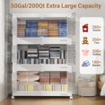 thumbnail image 4 of BROVIEW 800Qt Extra Large Stackable Storage Bins with Lid, Plastic Closet Organizer and Storage Drawer, Collapsible Storage Box with Wheels, Folding Storage Cabinet for Closet Organizing, 4Pack White, 4 of 9