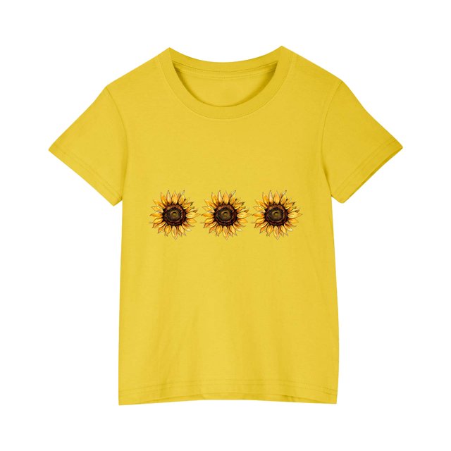 RXIRUCGD 2025 Vêtements d'Été pour Enfants T-shirt Imprimé Mode Mignon Col Rond Manches Courtes