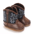 thumbnail image 4 of Beilxfa Newborn Boys Girls Pu Leather Western Boots Cowboy Bootie Soft Sole Non-Slip Crib Shoes For Baby Infant 0-18 Months, 4 of 7