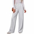 thumbnail image 5 of Wide Leg Dress Pants for Women Pull On Stretchy Work Pants High Waisted Business Casual Trousers Slacks with Pockets White S, 5 of 5