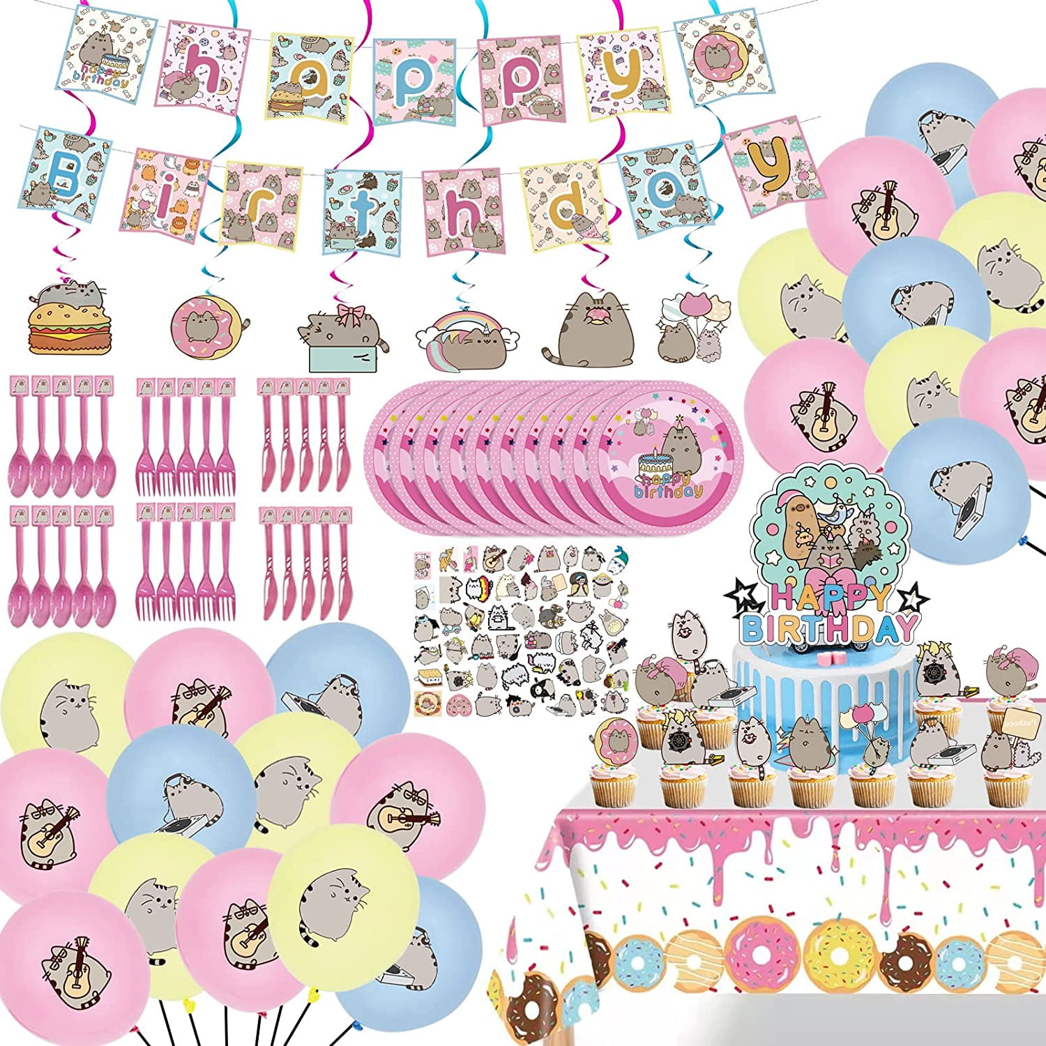 147Pcs Pusheen Party Supplies, Pusheen Party Decorationss for Boys
