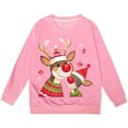 thumbnail image 3 of Crewneck Sweatshirt Girls Festive Print Crew Neck Sweatshirt Long Sleeve Pullover Hoodless Top Pink 9-10 Years, 3 of 4