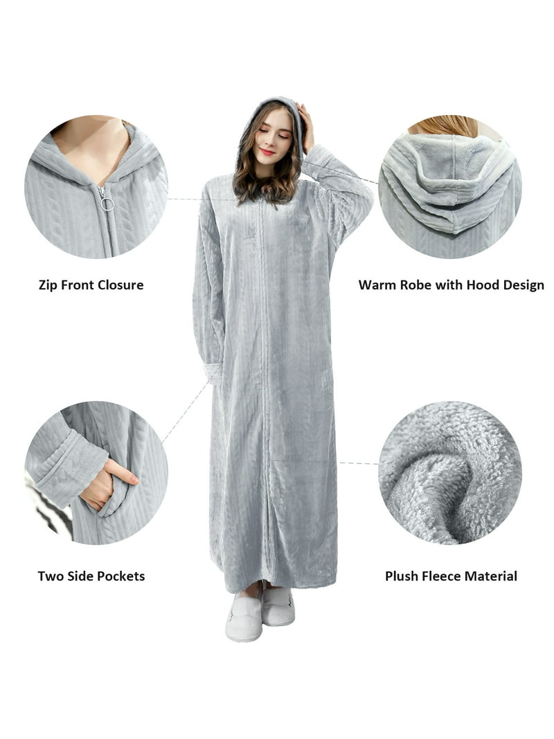 LOFIR Women's Zipper Bath Robe, Lightweight Full Length