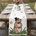 thumbnail image 4 of Groundhog Day Table Runner 90 Inches, Spring Botanical Star Yellow Bed Runner Dresser Scarves Tabletop for Indoor Outdoor Parties/Ceremony/Banquet, 13" x 90", 4 of 8