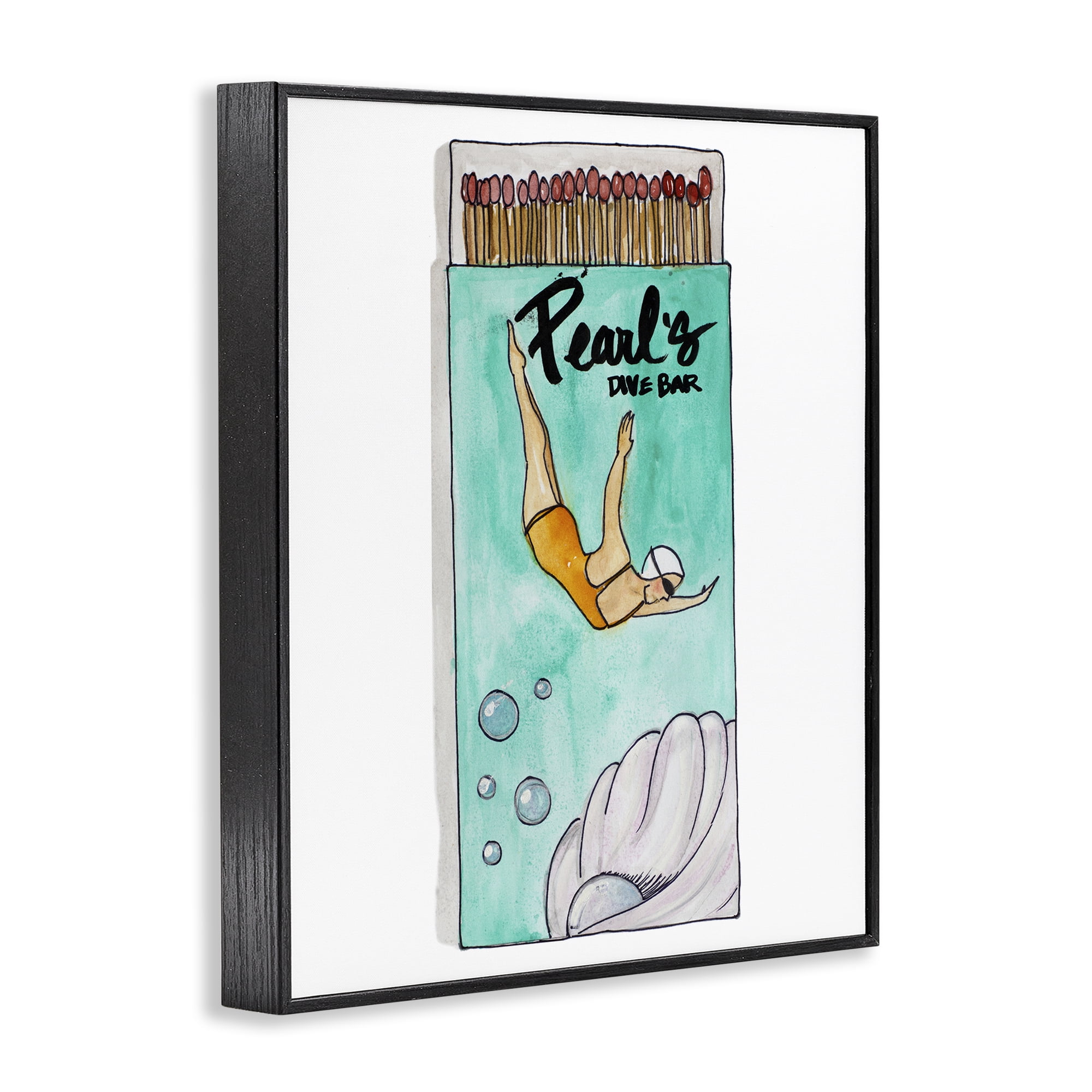 Stupell Industries Pearl Dive Matchbox Black Framed Giclee Art, design by Nola James