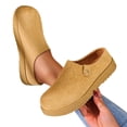 thumbnail image 4 of Abomasnow Womens Flock Metal‑Button Decor Round Toe Slip‑On Backless Clog Mule Casual Shoes, 4 of 9