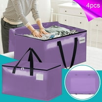 4 Pack Extra Large Heavy Duty Moving Bags with Reinforced Zipper & Wide Handles, Moisture-Resistant Storage Bins Packing Cubes for Clothes, College Dorm, Travel, and Home Organization, Purple