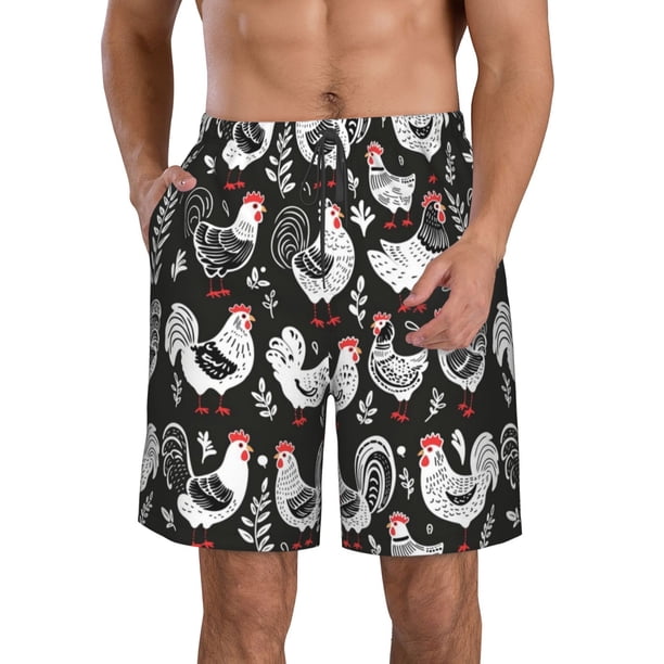 Fotbe Laying Hens And Roosters Trajes de Baño Estampados para Hombre, Shorts de Verano de Secado Rápido, Ropa de Playa, Bañadores-Small