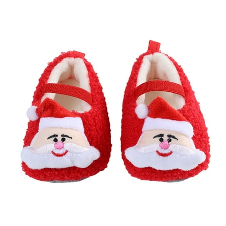 

Mubineo Baby Christmas Flat Shoes Soft Sole Non-slip Furry Indoor Outdoor Toddler Shoes for Girls Boys