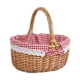 thumbnail image 1 of Cesta de mimbre para picnic con asa, tejida a mano, para regalo, para guardar cosas S rojo blanco, 1 of 9