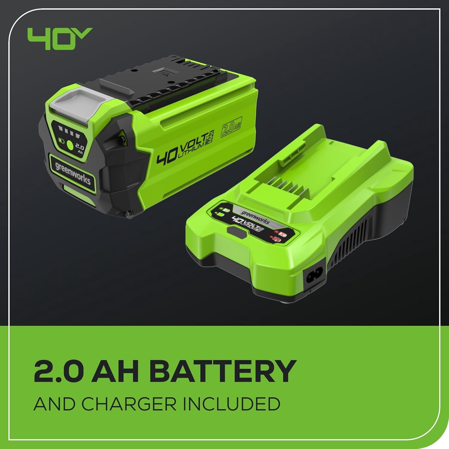 Greenworks 40V (100 MPH / 350 CFM / 75+ Compatible Tools) Cordless Axial Leaf Blower, 2.0Ah Battery and Charger Included