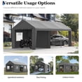 thumbnail image 2 of All-Season 13' x 20' Heavy Duty Portable Outdoor Garage Carport with Mesh Windows,Grey, 2 of 9