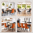 thumbnail image 3 of EHANCIS Modern Tufted PU Leather & Velvet Upholstered Dining Chairs, Set of 2, Kitchen Side Chairs with Nailhead Trim & Solid Wood Legs, Orange/Black, 3 of 10