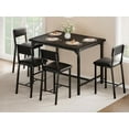 thumbnail image 5 of Dining Table Set for 4 w/Counter Height Table & 4 Upholstered Bar Stools, 5-Piece Kitchen Table Set with Footrest & Corner Protector, for Kitchen Room, Apartment, Pub，Black, 5 of 8
