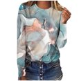 thumbnail image 2 of Pisexur Women's Plus Size Tops Floral Patchwork Color Block Tunic Round Neck Long Sleeve T Shirts Striped Causal Blouses Tops, 2 of 4