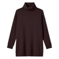 thumbnail image 5 of Bzdzmqm Women Plus Size Long Sleeve Knitted Pullover Tops Casual Crew Neck Side Slit Sweater Fall Winter Loose Fit Solid Basic Tunic Blouses for Daily Wear, Coffee L, 5 of 7