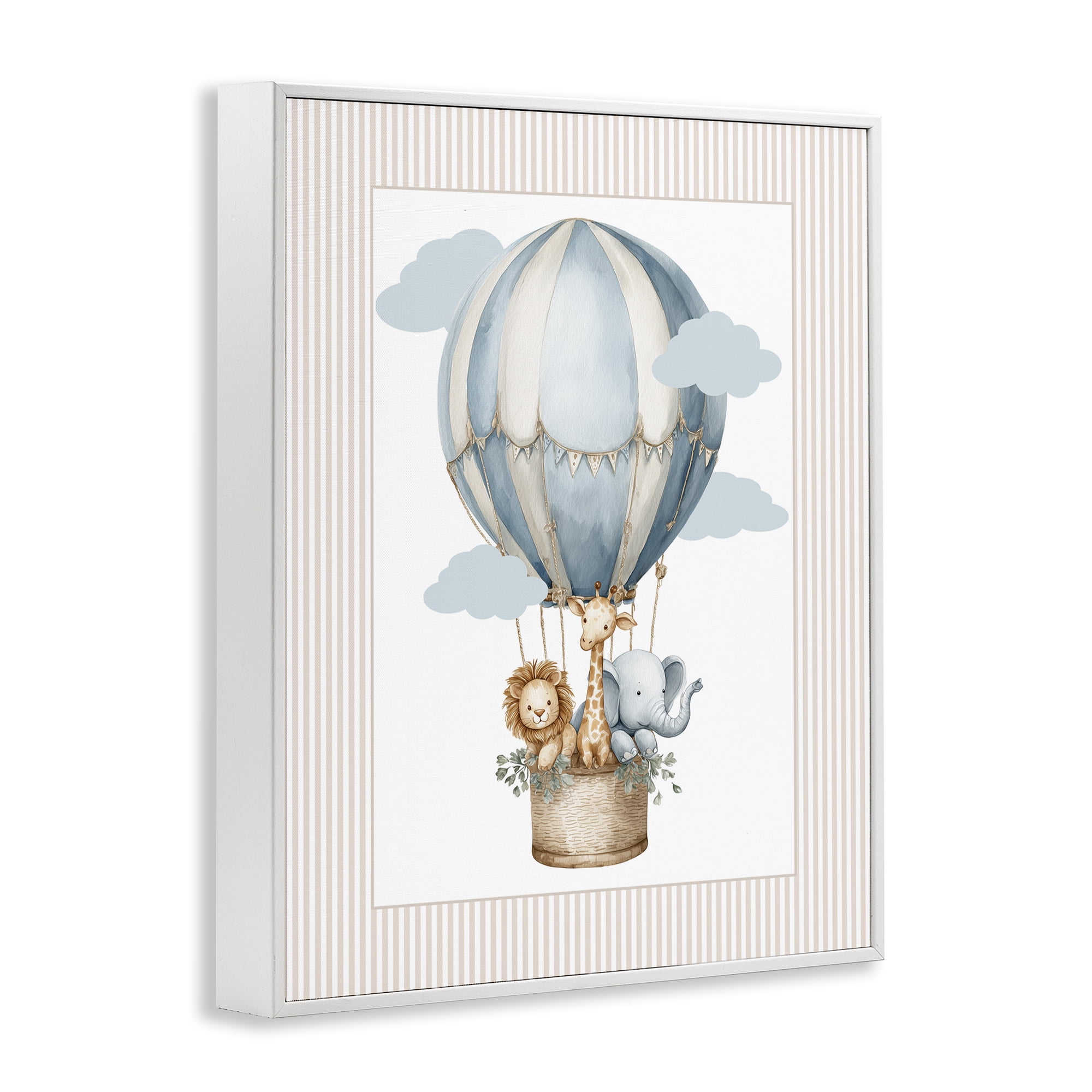 Stupell Industries Hot Air Balloon Animals White Framed Giclee Art, design by Christine Simpson Art