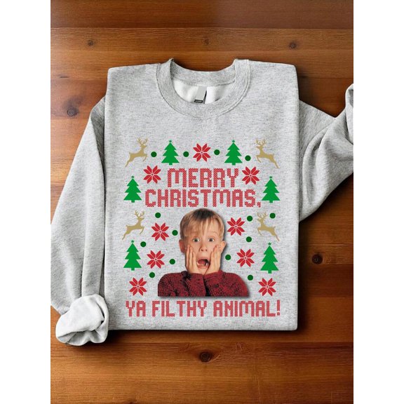 Merry Christmas Sweatshirt, Funny Xmas Gifts Sweater For Holiday, Holly Jolly Christmas Long Sleeve Crew Neck Pullover Men&Women