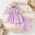 thumbnail image 4 of Shadoumai Little Girls Summer Clothes Set Girls 2-Piece Outfit Casual T-Shirt + Shorts Size 6-12 Years, 4 of 7