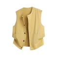 thumbnail image 2 of RYDCOT Men's Travel Vest Casual Outdoor Multi-Pocket V-Neck Button up Cotton Workwear Vest Sleeveless Jacket Yellow, 2 of 5
