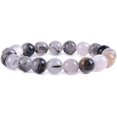 thumbnail image 1 of Bracelet Extensible Unisexe en Perles Rondes de 10 mm avec Pierre Précieuse de Tourmaline Noire Naturelle Rutilée en Quartz 7 Pouces, 1 of 2