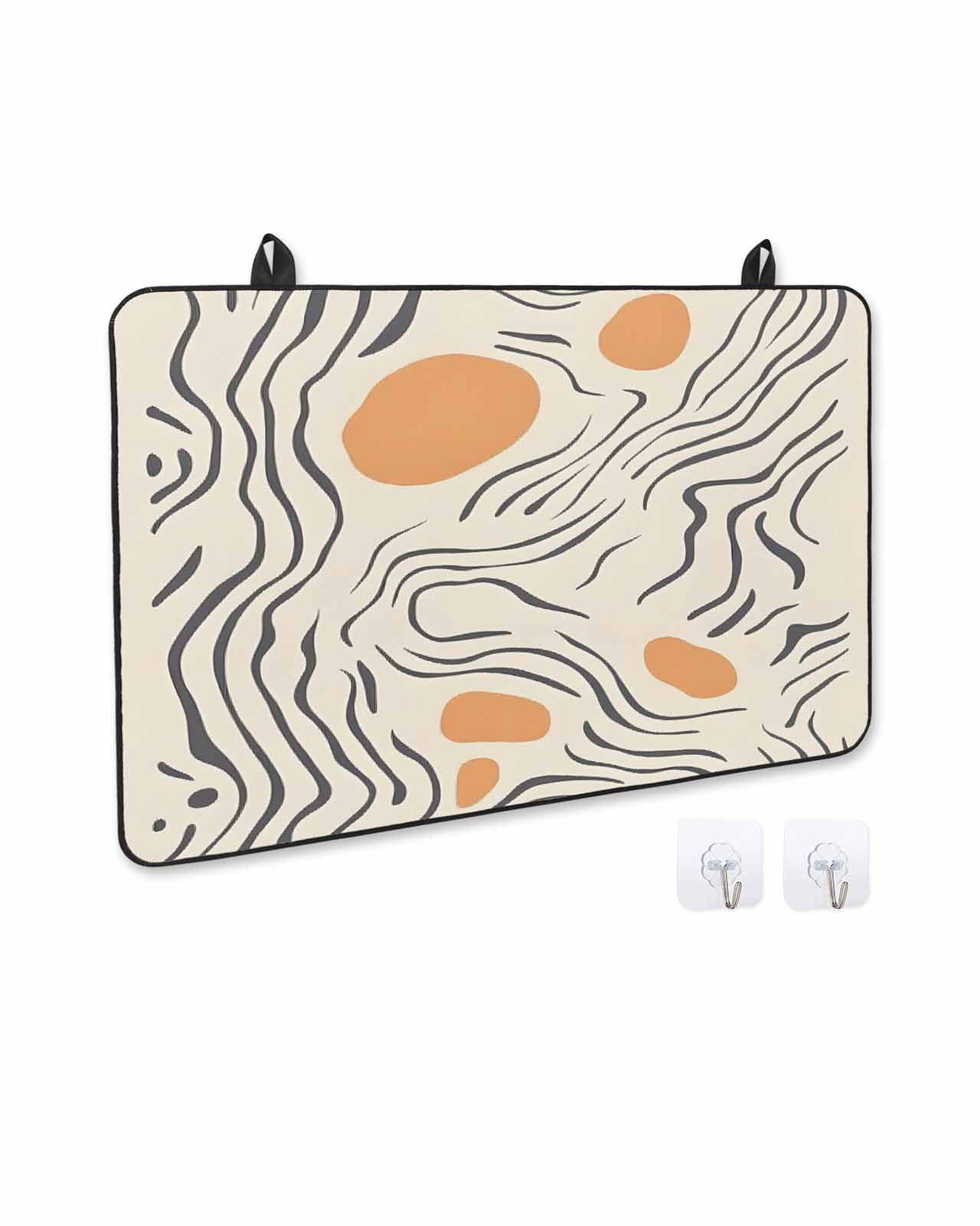 nqOlkjepod Large Induction Cooktop Protector Mat 24"x21", Orange Geometric Stove Top Covers for Electric Stove, Modern Color Block Abstract Decorative Stove Burner Cover Mats, Glass Top Stove Cover