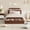 Red wood color, variant on Full Size Bed Frame with Storage Headboard and Raised Footboard – Wooden Full-Floor Low Platform Bed for Bedroom,White