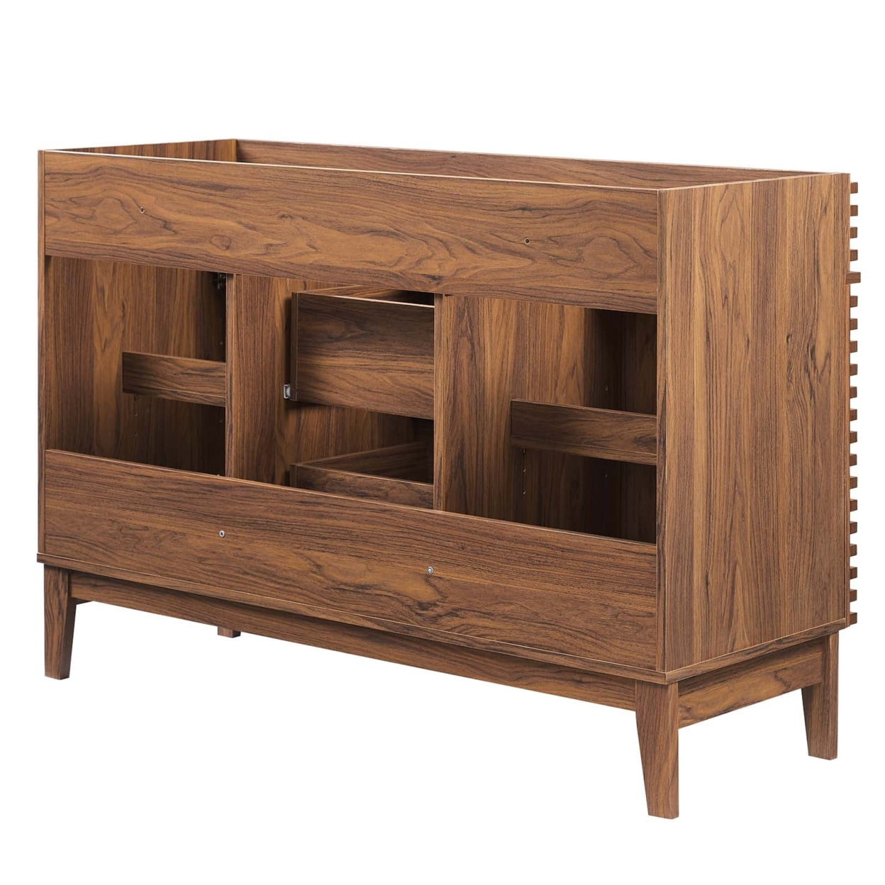 Render 48" Double Sink Compatible (Not Included) Bathroom Vanity Cabinet in Walnut