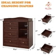 thumbnail image 2 of ChVans Changing Table Dresser, Baby Classic Nursery Dresser with 5 Drawers & Open Storage Shelves, Convertible Nursery Dresser Chest of Drawers, 2 of 9