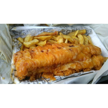 Canvas Print Fast Food British Fish Cod Food Fish and Chips Stretched Canvas 10 x (Best Fast Food Fish And Chips)