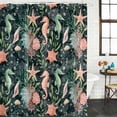 thumbnail image 2 of Seahorse Bathroom Shower Curtains with 12 Hooks Polyester Waterproof Shower Curtain for Stalls and Bathtubs Ocean Starfish Summer Seagrass Retro Coastal Decorative Bathroom Curtain 66x72 Inches, 2 of 9