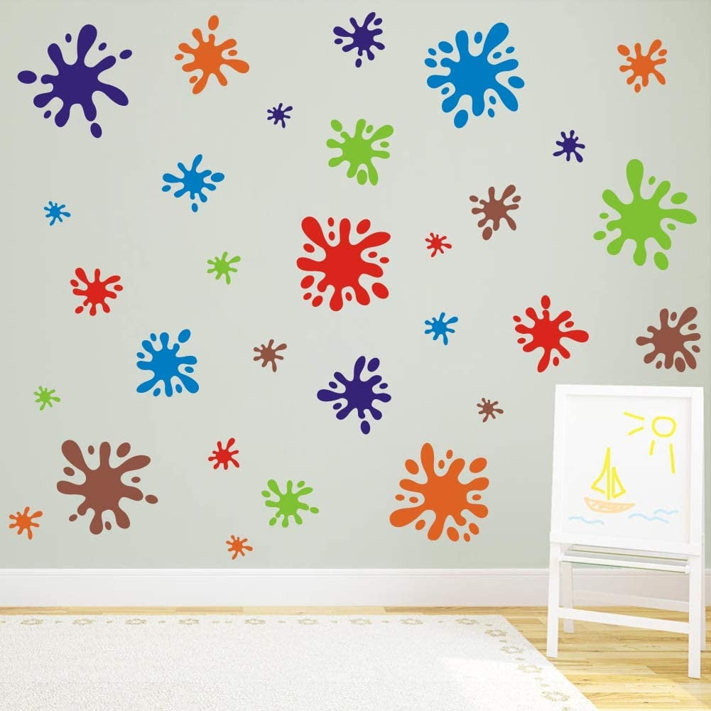 Multicolor Paint Wall Decal (112pcs), Splatter and Splotches Wall