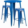 thumbnail image 2 of Flash Furniture Boyd Commercial Grade 30" Round Blue Metal Indoor-Outdoor Bar Table Set with 2 Square Seat Backless Stools, 2 of 2