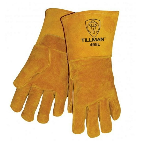 Tillman X-Large 14'' Brown Reverse Grain Pigskin Cotton/Foam Premium Grade Stick Welders Gloves With Welted Finger And Kevlar Lock Stitching (Carded)
