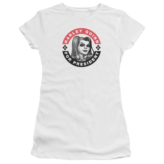 Batman - Harley President Circle - Juniors Teen Girls Cap Sleeve Shirt - Large