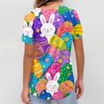 thumbnail image 3 of Easter Scrubs for Women Stretchy Short Sleeve V-Neck Funny Bunny Rabbits Eggs Print Medical Uniforms Plus Size Working T-Shirts with Pockets, 3 of 5