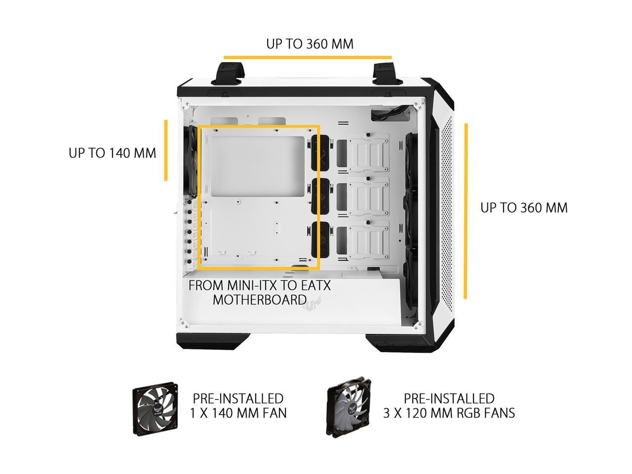 ASUS TUFGAMINGGT501W TUF Gaming GT501 Mid-Tower Case (White)