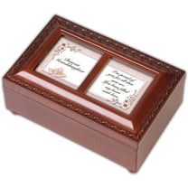 Cottage Garden Dearest Granddaughter Woodgrain Rope Trim Jewelry Music Box Plays You Light Up My Life