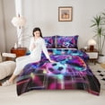 thumbnail image 4 of Castle Fairy Gamer Queen Comforter Set,Futuristic Plaid Grid Bedding Comforter Set, 4 of 8