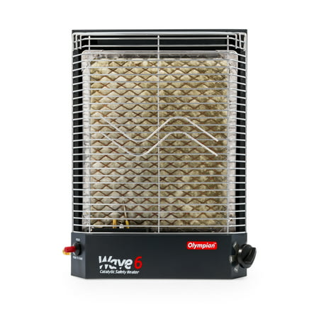Camco Olympian RV Wave-6 LP Gas Catalytic Safety Heater, Adjustable 3200 to 6000 BTU, Warms 230 Square Feet of Space, Portable and Wall
