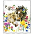 thumbnail image 2 of Horse Vintage Red Blanket Smooth Soft Print Throw Blanket for Sofa Chair Bed Office Travelling Camping Women Gift 50"x60", 2 of 6