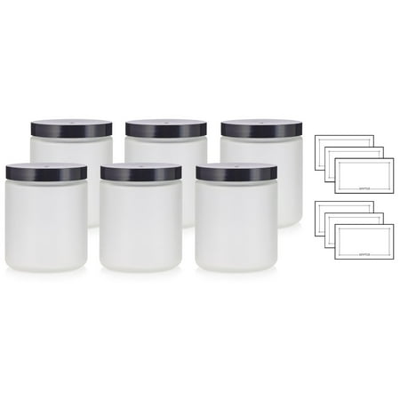 Download Large Clear Frosted Glass Straight Sided Jar with Black ...