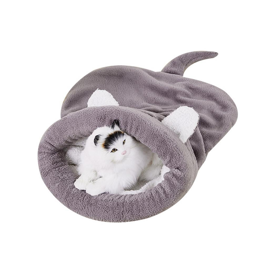 Pet Puppy Cuddle Cave Bed Self Warming Cat Bed Fleece Cat Dog Bed Cave Warm Sleeping Bag for Puppy Cat Kitten 