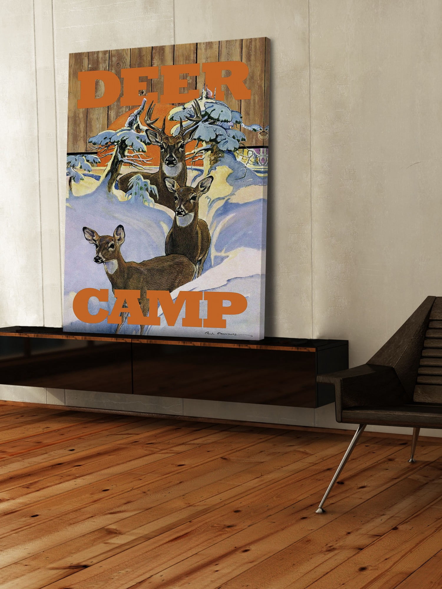 Marmont Hill Inc Marmont Hill - "Deer Camp 2" by Saturday Evening Post Painting Print on Canvas - Multi-color