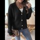 thumbnail image 5 of Cárdigan de Mujer para Otoño e Invierno, con Botones, Larga, Cuello en V, Tejido Grueso y Suave. Negro L, 5 of 8
