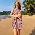 thumbnail image 3 of Balery Retro Bow Vestidos de verano para mujer con estampado: vestido holgado sin mangas, vestido playero informal y cómodo para días calurosos., 3 of 7