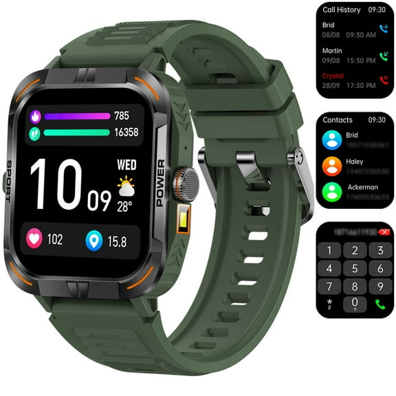 AMOLED Ultra-Clear Square Screen Smart Watch for Men, 1.97" Rugged Fitness Tracker with Answer Make Calls 100 Sports Modes/Message Reminder for Android iPhone (Answer/Make Call),IP68 Waterproof