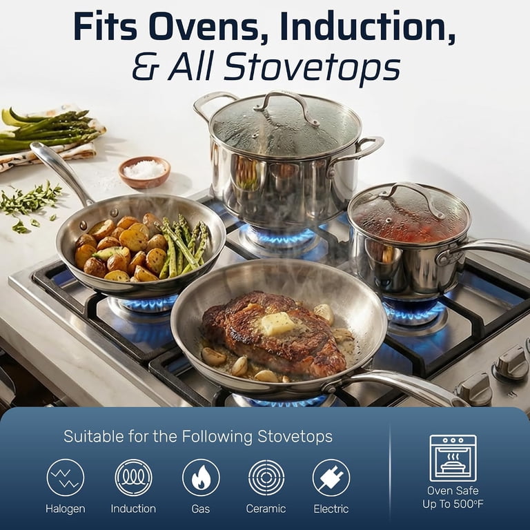 Gotham Steel 10-Piece Cookware Set, Stainless Steel photo 6